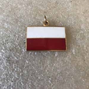 Gold and Red Enamel Pendant